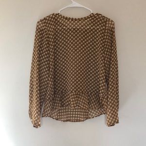 Loft Mustard Pattern Long Sleeve Blouse